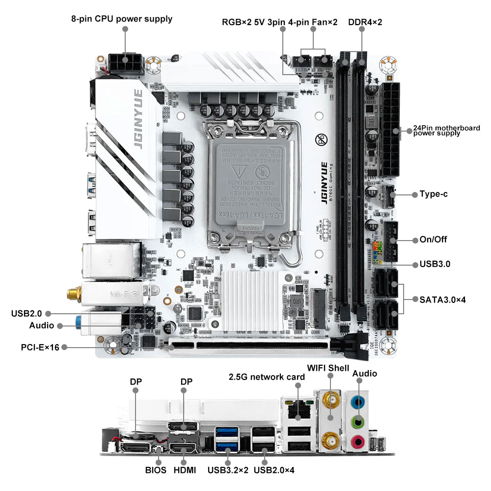 JGINYUE B760 เมนบอร์ด LGA 1700 - Lga1700 Itx Motherboard Ddr5 บทวิจารณ์และราคา